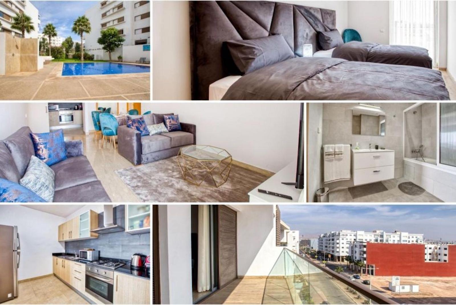 Luxury Apartment 100Sqm With Pool Near Beach Wifi Unlimited With Optical Fiber Agadir Dış mekan fotoğraf